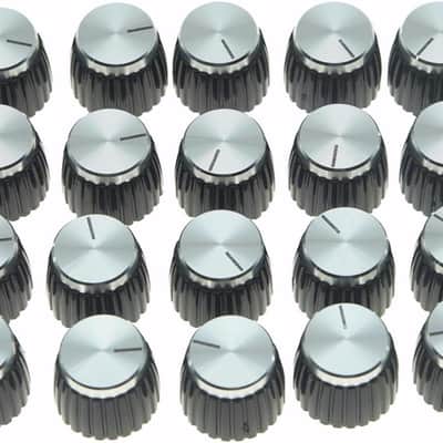 20pcs Guitar AMP Amplifier Push on fit Knobs Black w/Silver Cap for Marshall Amplifier image 1