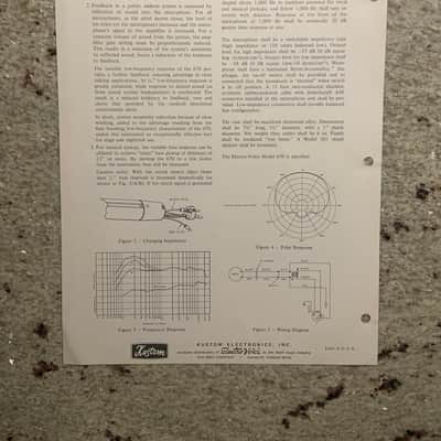 Vintage 1970s Kustom Electro-Voice 670 Single D Cardoid Microphone Spec Sheet! image 2