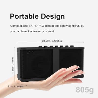 Mini Guitar Combo Amplifier, 5W Portable Electric Guitar Amp Rechargeable, Wireless Guitar Practice Amp with 7 Types Effects, Supports Headphone, AUX, REC and Gain Tone Volume Control image 2