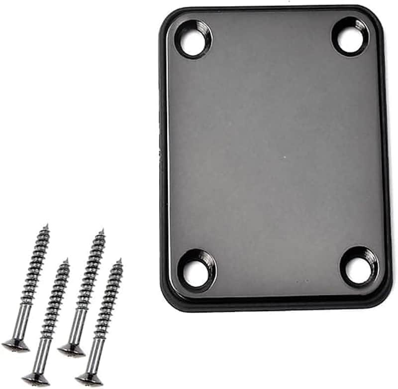 3 Pack Different Colors Electric Guitar Neck Plate with Crews, SourceTon Guitar Neck Plate (Silver, Black, Gun Black) for Replacement Electric Guitar Part image 1