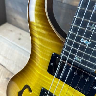 PRS Wood Library Custom 24 Semi-Hollow Flame Maple 10 Top Korina Body/Neck Ebony FB - Livingston Lemondrop 394891 image 4