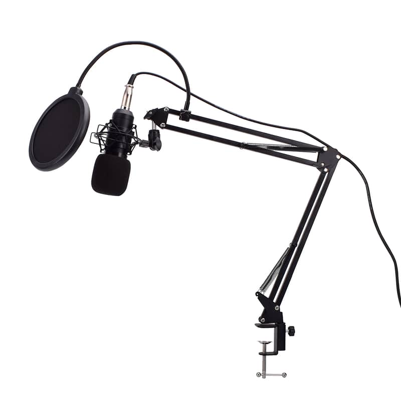 Live Audio BM-800 All Black Series Set Equipment Condenser Microphone Set with Accessories as Shown image 1