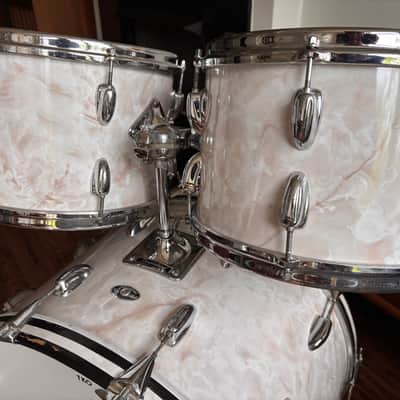 Vintage 1970s Slingerland Vertigo Grey 4 Piece Drum Set 22/12/13/16 Niles Badge image 3