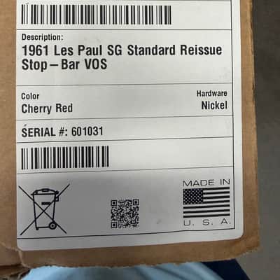 Gibson Custom Shop Les Paul SG Standard '61 VOS Cherry Red New Unplayed Auth Dlr 6lb7oz #031 image 25