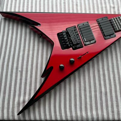 Jackson Pro Series Phil Demmel Signature Demmelition Pro King V, NOS condition, NECK-THRU construction, Floyd Rose Tremolo, Active EMG pickups, RED with BLACK BEVELS, with OEM Jackson FLYING V Hardshell Case, original accessories image 2