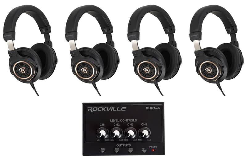 4) Rockville PRO-E90 80 Ohm Semi Open-Back Studio Headphones+Headphone Amplifier image 1