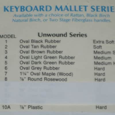 one pair new old stock A+ Mike Balter MB10AB (10AB) Hard Keyboard Mallets, 7/8" phenolic (plastic) round HEADS and natural birch HANDLES - mid to late 1990s (+ packaging) Unwound Series image 4