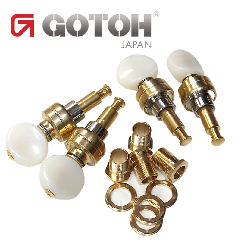 NEW Gotoh UPTL-UBN Sealed Planetary Ukulele LONG Tuning Keys Ivory Buttons, GOLD image 1