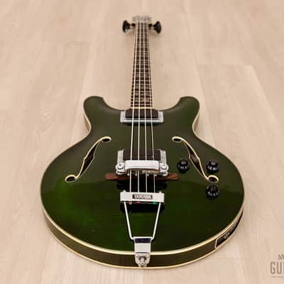 1968 Yamaha SA-70 Vintage Hollowbody Short Scale Bass Dark Green w/ Case image 10