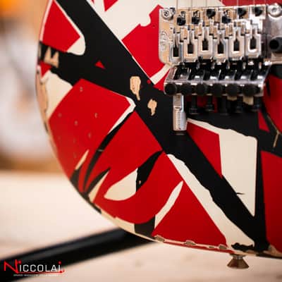 EVH Striped Series Frankenstein Frankie, Maple Fingerboard, Red with Black Stripes Relic image 11