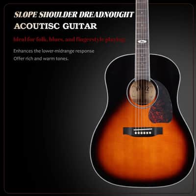 WINZZ Solid Sitka Spruce Slope Shoulder Dreadnought Acoustic Guitar - Full-Size, Rich Tone, Ideal for Performers and Enthusiasts Dreadnought Acoustic Guitar - Full-Size, Rich Tone, Ideal for Performers and Enthusiasts image 3