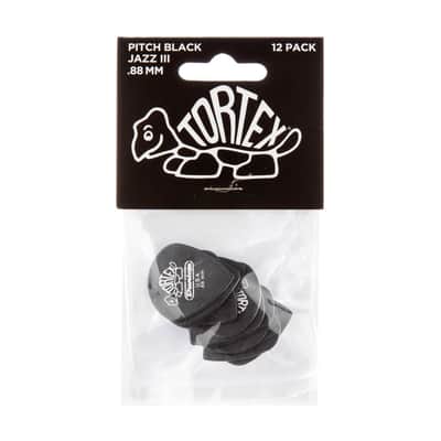 Dunlop 482P.88 Tortex® Pitch Black Jazz III Guitar Picks 12 Pack image 1