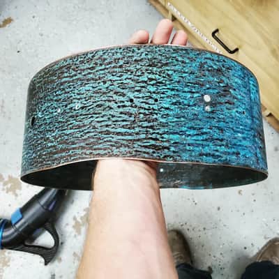 HHG Drums Super-muff Seamless Copper Snare Drum 2022 Natural Patina Copper image 3