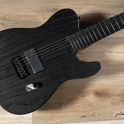 ESP LTD TE-1007 Baritone Swamp Ash Guitar – Black Blast image 8