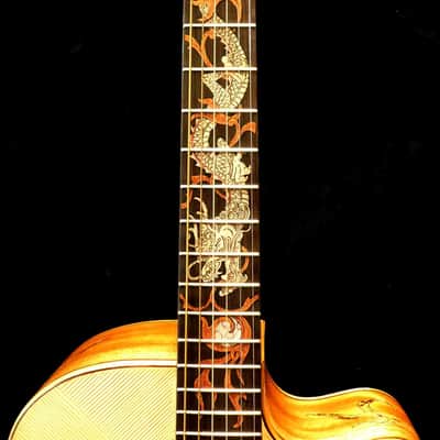 Acoustic Dreadnought Guitar Handmade by Blueberry Dragon Motif image 8