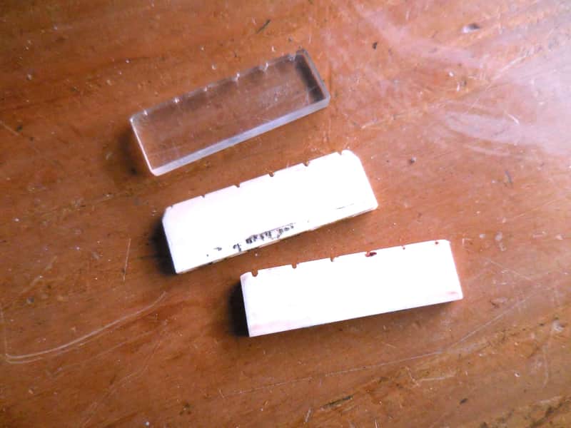 National Lap Steel Nuts. Set of Three Vintage 1950's 2" Nuts.  Bone and Acrylic image 1