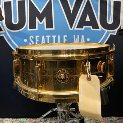 Gretsch Holy Grail 1960s Gold Engraved, Round Badge 14x5" Snare Drum. Excellent!! image 1