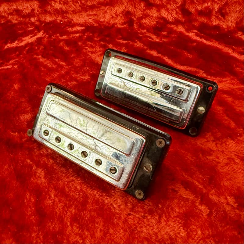 Guild Anti-Hum mini humbucker guitar pickups c 1965 - Chrome original vintage USA Starfire HB-1 image 1