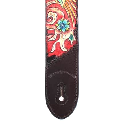 Walker & Williams KB-33 Skinny Carob Brown Premium Grain Leather Strap w/Hand Tooled Phoenix image 7