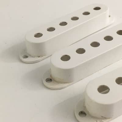 3 Genuine Fender Pure Vintage Strat Pickup Covers Electric Light NOS Relic White USA Made image 4