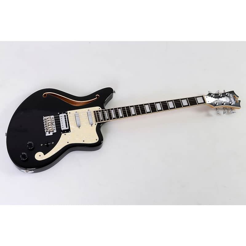 D'Angelico Premier Series Bedford SH Limited-Edition Electric Guitar with Tremolo Regular Black Flake image 1