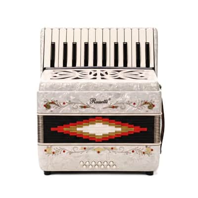 Rossetti 2512-WH Piano Keys & 12 Bass Buttons Piano Accordion w/Hard Case & Shoulder Straps image 4
