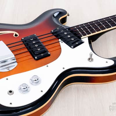 1966 Mosrite Combo Vintage Semi-Hollow Bass Sunburst, Near-Mint w/ Case, Hangtag image 7