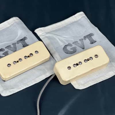 General Vintage Tone 50s P90 Soap Bar pickups Hand wound double CAB Bone 49.2mm Pole Bone image 2