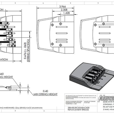 Hipshot Brass 4 String Bass Bridge For Rickenbacker Chrome image 5