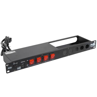 ProX 1U 15Amp 4 Channel Circuit Breaker Switch Panel w 2 USB & 5 Punched Spaces image 2