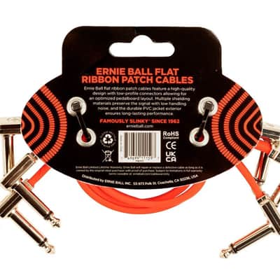 12" Flat Ribbon Patch Cable Multi-Shielded Low-Profile Low-Noise 3-Pack - Red - Multi-Effects - Stompbox & Studio Rack Interconnect image 2