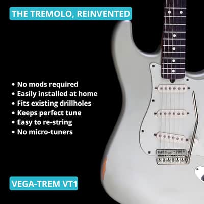 Made in Spain! Vega Trem VT1 Standard 6-Screw Satin Stratocaster Guitar Tremolo Bridge No Mods Easy Installation - Satin image 5