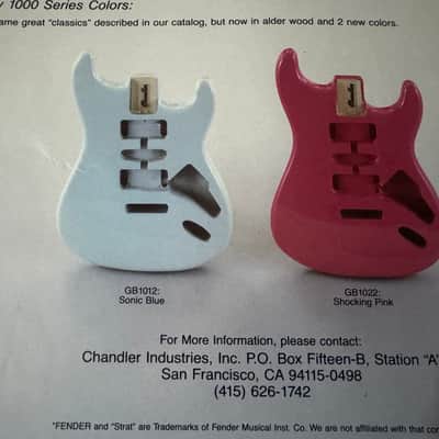 Chandler Stratocaster Replacement Body Brochure & Dealer Price List 1986 image 5