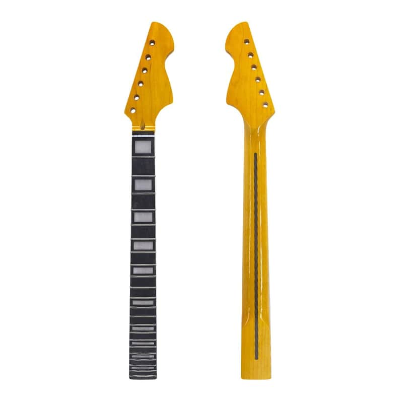 Maple Guitar Neck 22 Fret 25.5 inch replacement Rosewood Fretboard Yellow paint Block Inlay Guitar Parts Replacement image 1