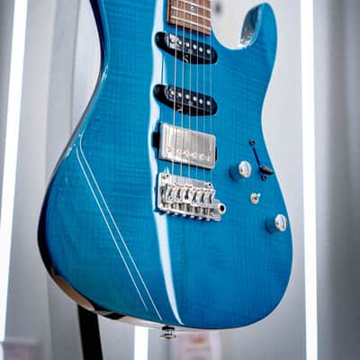 Ibanez MMN1-TAB Martin Miller Signature Transparent Aqua Blue image 2