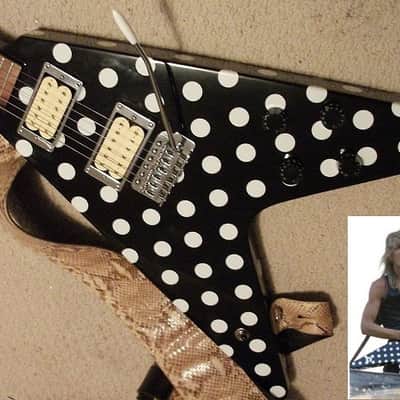 Randy Rhoads Black & White Polka Dot Flying V w/Rare 80's Earth III Python Strap image 5