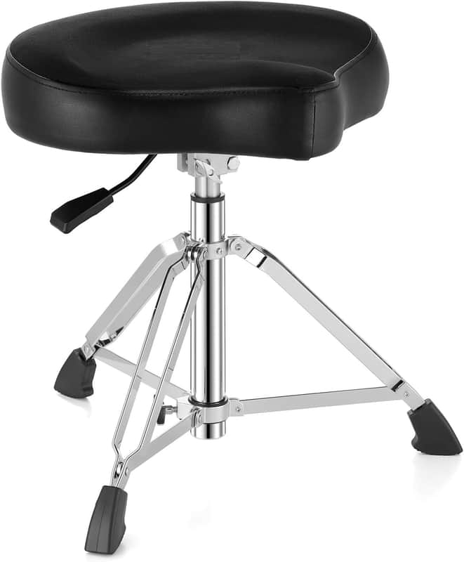 Drum Throne Hydraulic Drum Stool, Removable Ergonomic Drum Seat with Memory Foam Velvet Surface and Foldable Base, 19in-24in Height Drummer Stool for Adults & Kids image 1