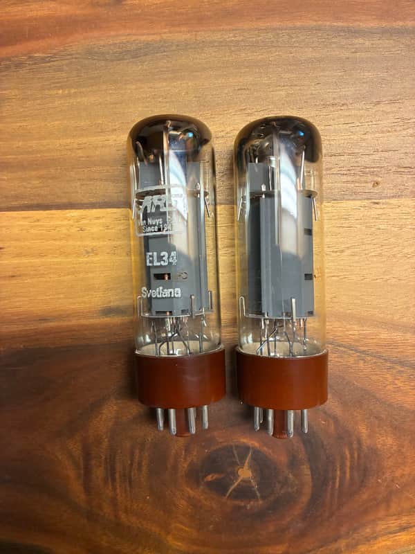 Tightly Matched Pair of Svetlana SED Winged C Pair EL34 tubes image 1