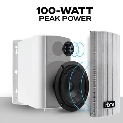 iHome IHSI-W400BT-PR-WHT 4" Inch Wall Mounted Speakers White Pair image 2