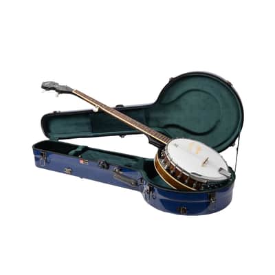 Crossrock Fiberglass Banjo Case-Fits Mastertone & Most 5-String Styles, with Interior Compartment, Backpack Straps, Hygrometer, TSA Lock-Navy Blue (CRF2023MBJNVBL) image 1