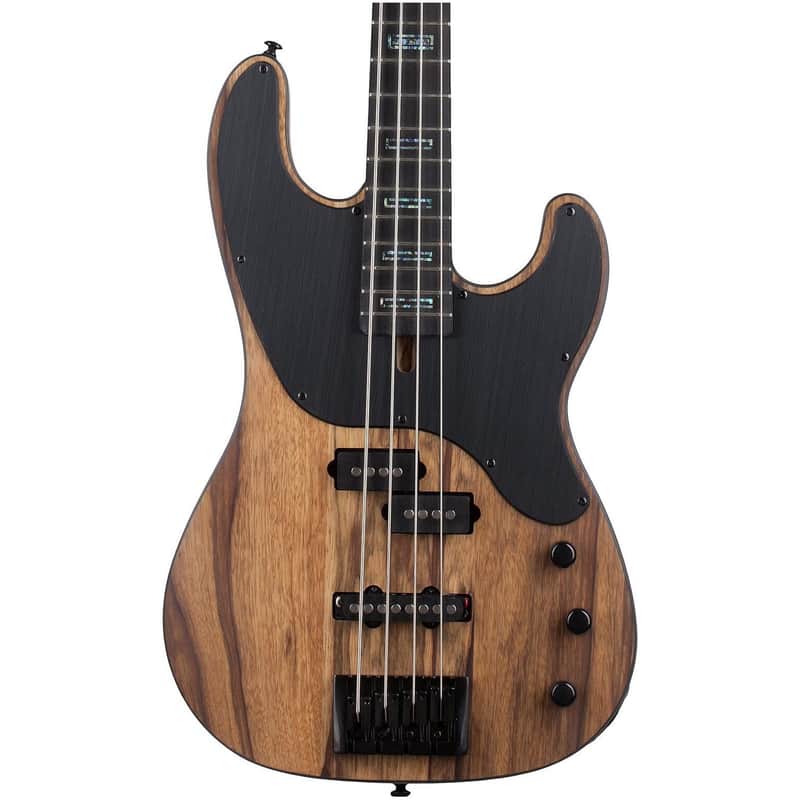 Schecter Model-T 4 Exotic Electric Bass, Black Limba image 1