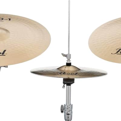 Pearl BRD-1 Cymbal Pack 14" Hi-Hats 16" Crash 20" Ride w/ Gig Bag – Brand New image 6