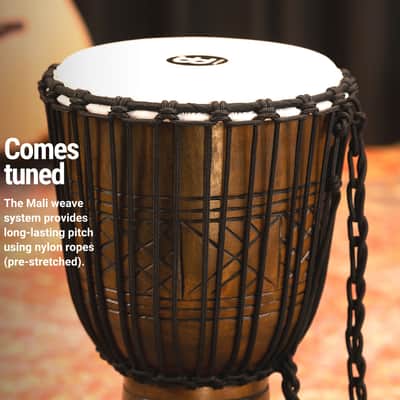 Meinl Percussion Mahogany Wood Djembe  — 12" Large Size Rope Tuned Goat Skin Head (HDJ17-L) image 5