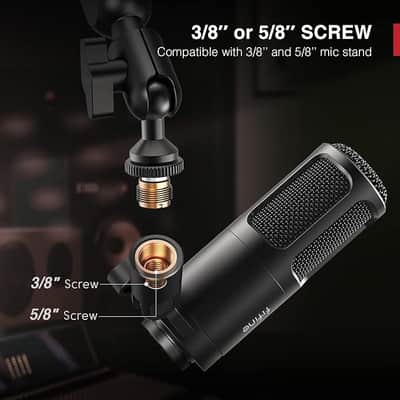 XLR Dynamic Microphone, Vocal Podcast Microphone with Cardioid Pattern, Studio Metal Mic for Streaming Voice-Over Dubbing Video Recording, Black-K669D image 4