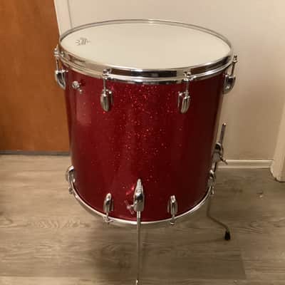 Slingerland 16x16 Floor Tom 1960s - Red Sparkle - COB hoops image 2