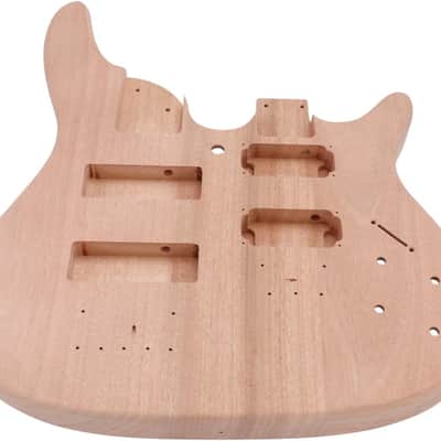 Double Neck DIY Electric Guitar and Bass Kit 6 String and 4 String Guitar Kit Right Handed with Mahogany Body Mahogany Neck Rosewood Fretboard Chrome Hardware Build Your Own Bass and Guitar. image 2
