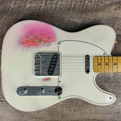 MyDream Partcaster Custom Built - Aged White over Pink Paisley Asyllum image 2