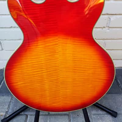 1980s Hondo Revival H935RS Flamed Maple Semi-Hollowbody Guitar w/ OHSC image 8