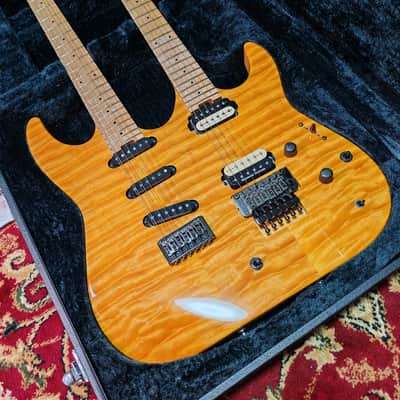 [SUMMER SALE] ESP Custom Order George Lynch Double Neck, Birdseye Maple, Natural Quilted Maple, Lawsuit Banana Headstock, MIJ Japan image 2