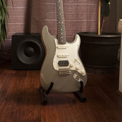 Custom Metallic Grey Strat Style HSS. Genuine Mahogany & Flame Maple Binding. image 1